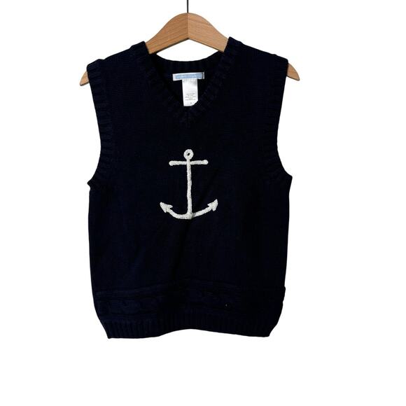 Janie and Jack Navy Anchor Sweater Vest - Picture 1 of 4